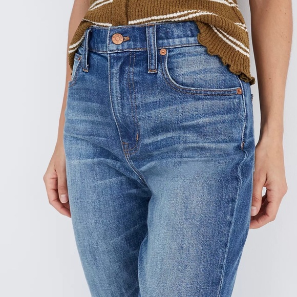 Madewell High-rise slim crop boyjean raw hem dover wash size 25 - Picture 3 of 11